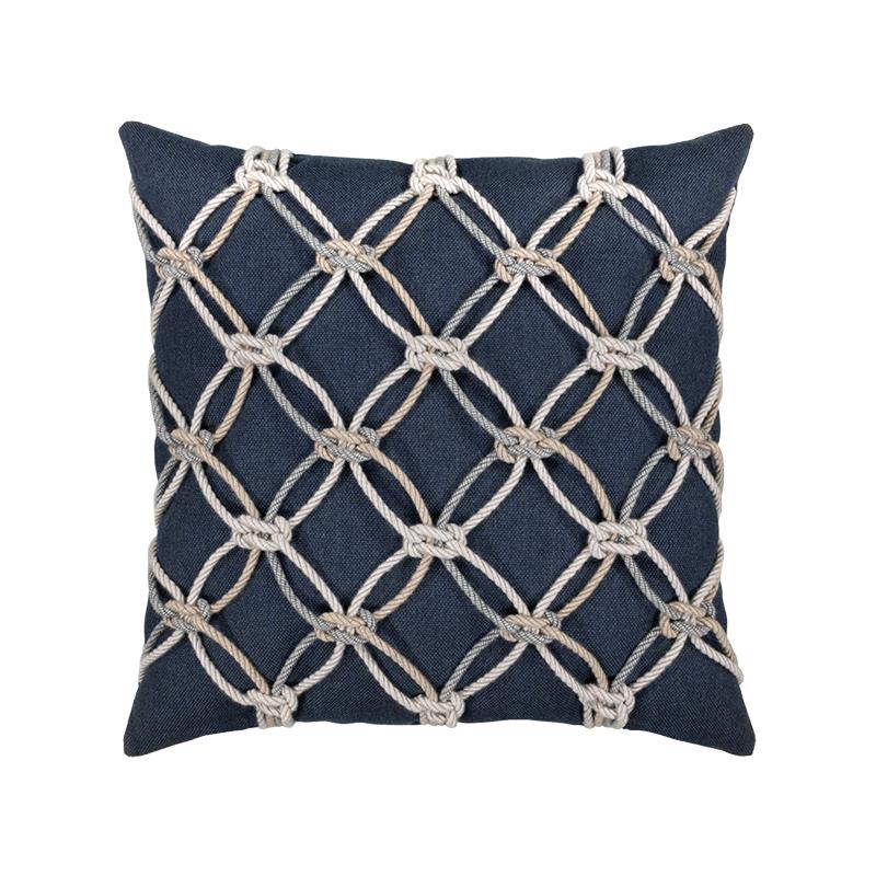 Elaine Smith 20" x 20" Indigo Rope Sunbrella Outdoor Pillow