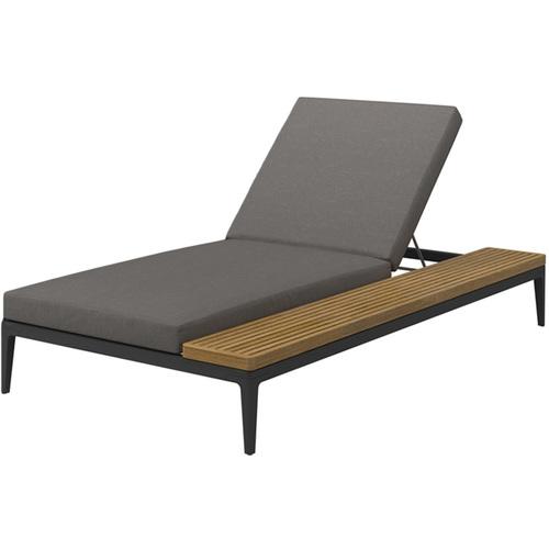 Gloster Grid Aluminum Right Side Chaise Lounge with Ledge