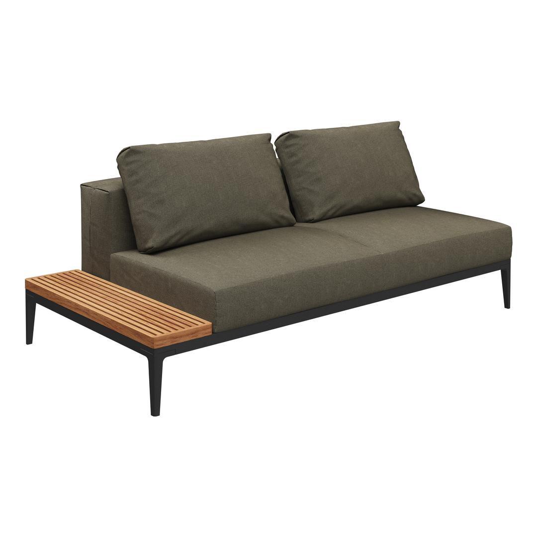 Gloster Grid Upholstered 2-Seater Outdoor Sectional Unit with Left End Table