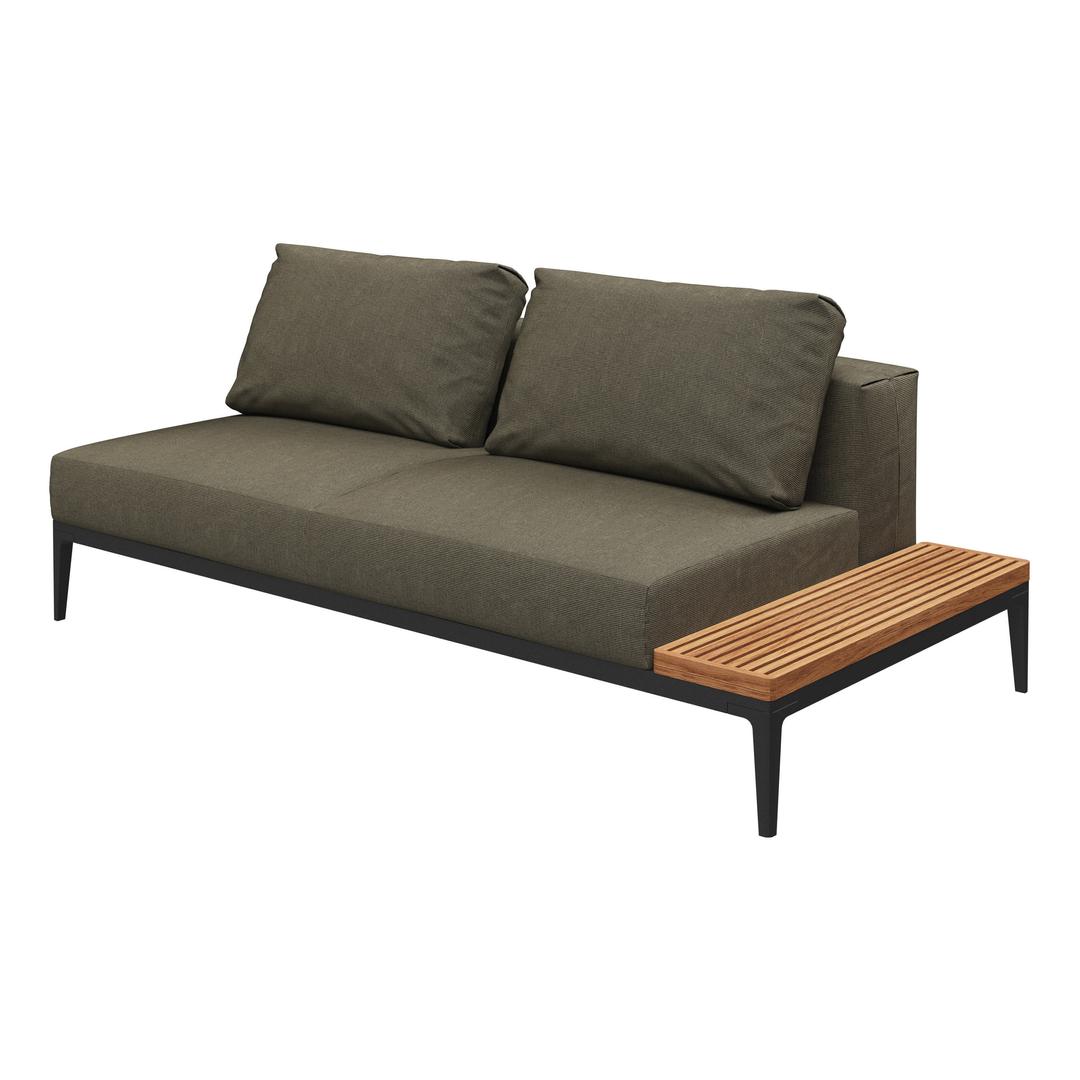 Gloster Grid Upholstered 2-Seater Outdoor Sectional Unit with Right End Table