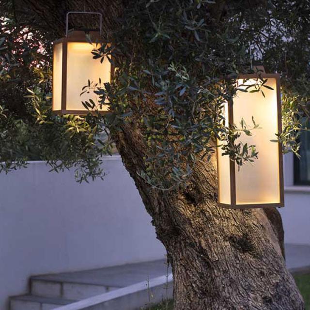 Les Jardins Tradition 25&quot; Teak Solar LED Lantern