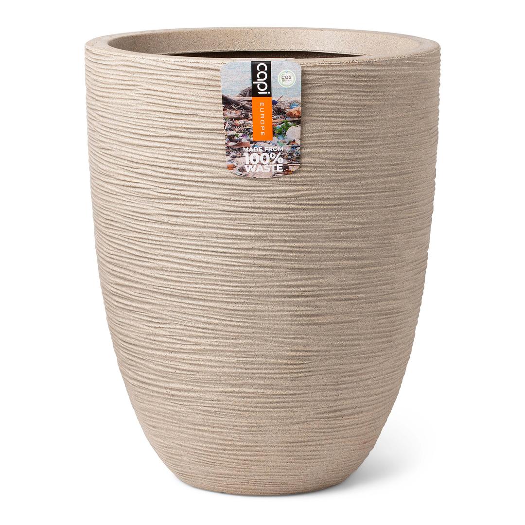 Capi Waste Rib NL Elegant Low Vase Planter - Terrazzo Beige