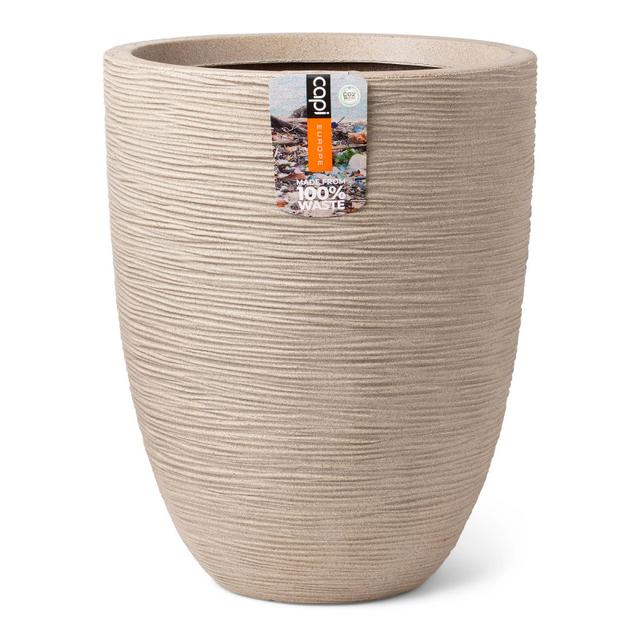 Capi Waste Rib NL Elegant Low Vase Planter - Terrazzo Beige