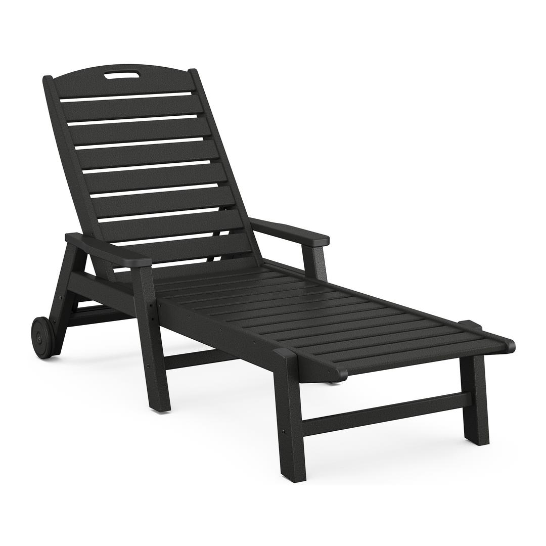 Polywood Nautical Chaise Lounge with Arms and Wheels