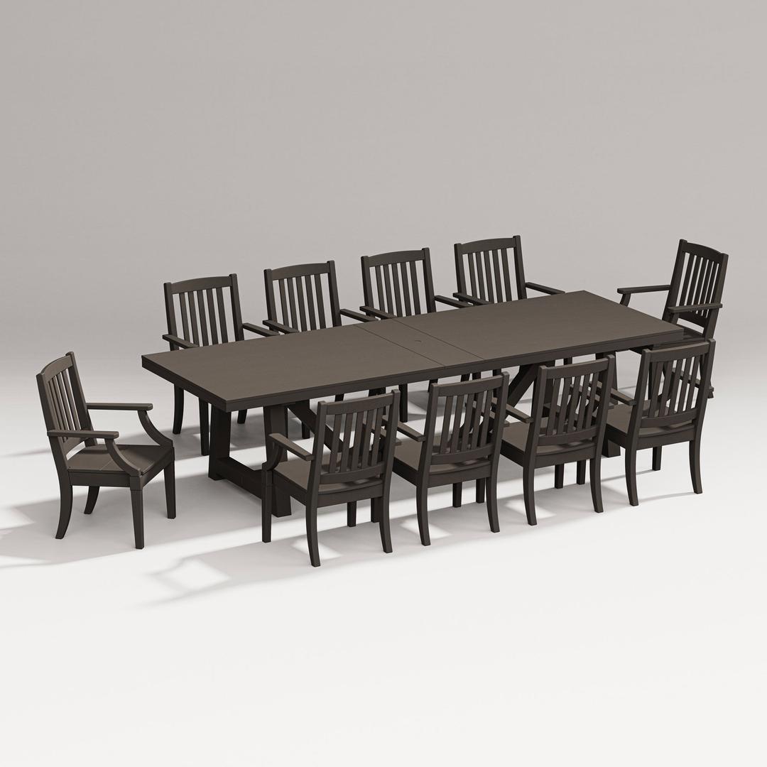 Polywood Estate 11-Piece A-Frame Table Dining Set with Arm Chairs