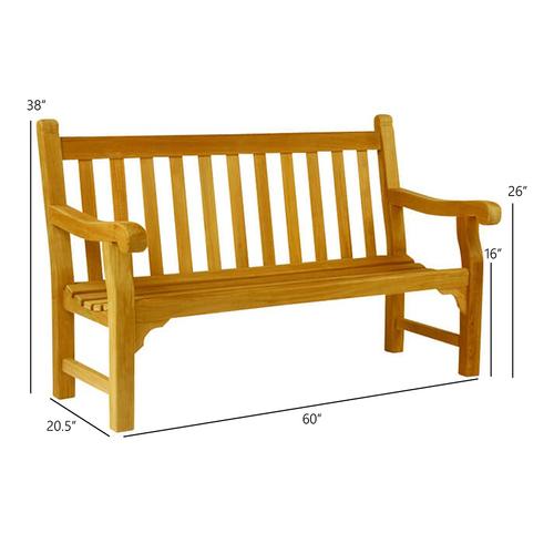 Kingsley Bate Hyde Park 5' Bench - Dimension Kingsley Bate Hyde Park 5' Bench - Dimension