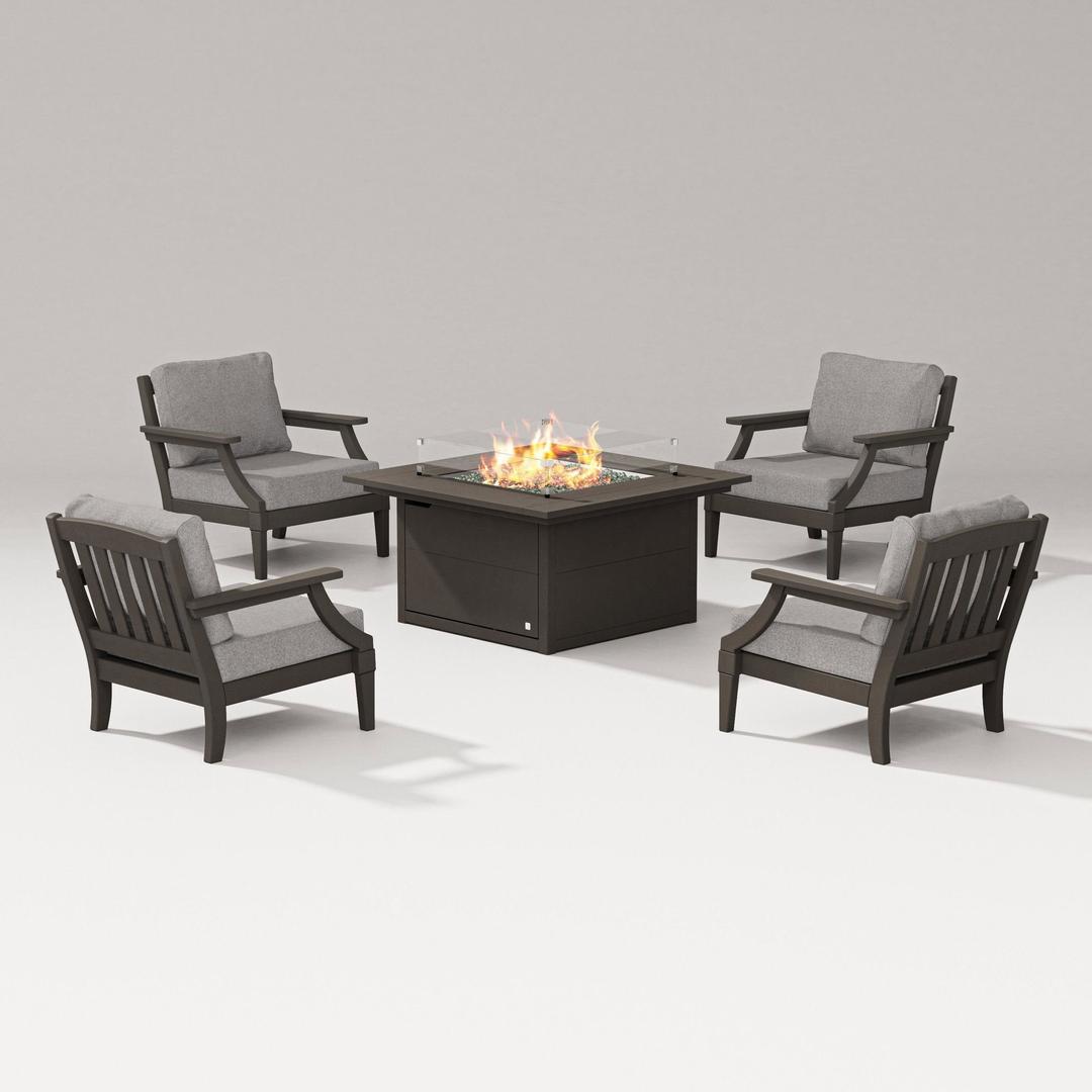Polywood Estate 5-Piece Lounge Fire Table Set