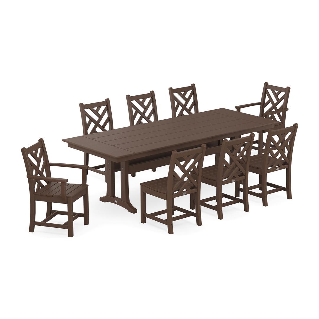 Polywood Chippendale 9-Piece Farmhouse Dining Set with Trestle Legs