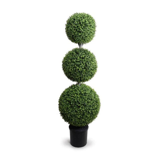 Enduraleaf 72&quot; Faux Boxwood Triple Ball Topiary