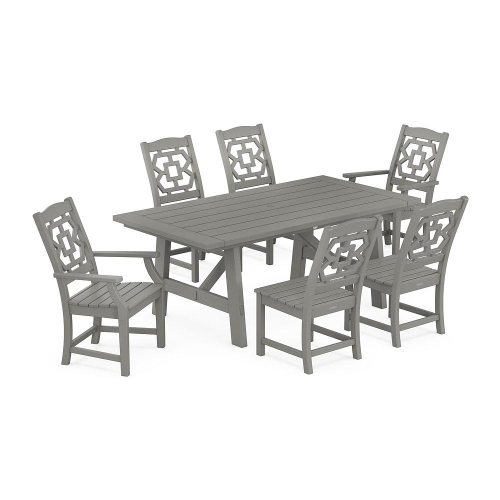 Polywood Chinoiserie 7-Piece Rustic Farmhouse Dining Set
