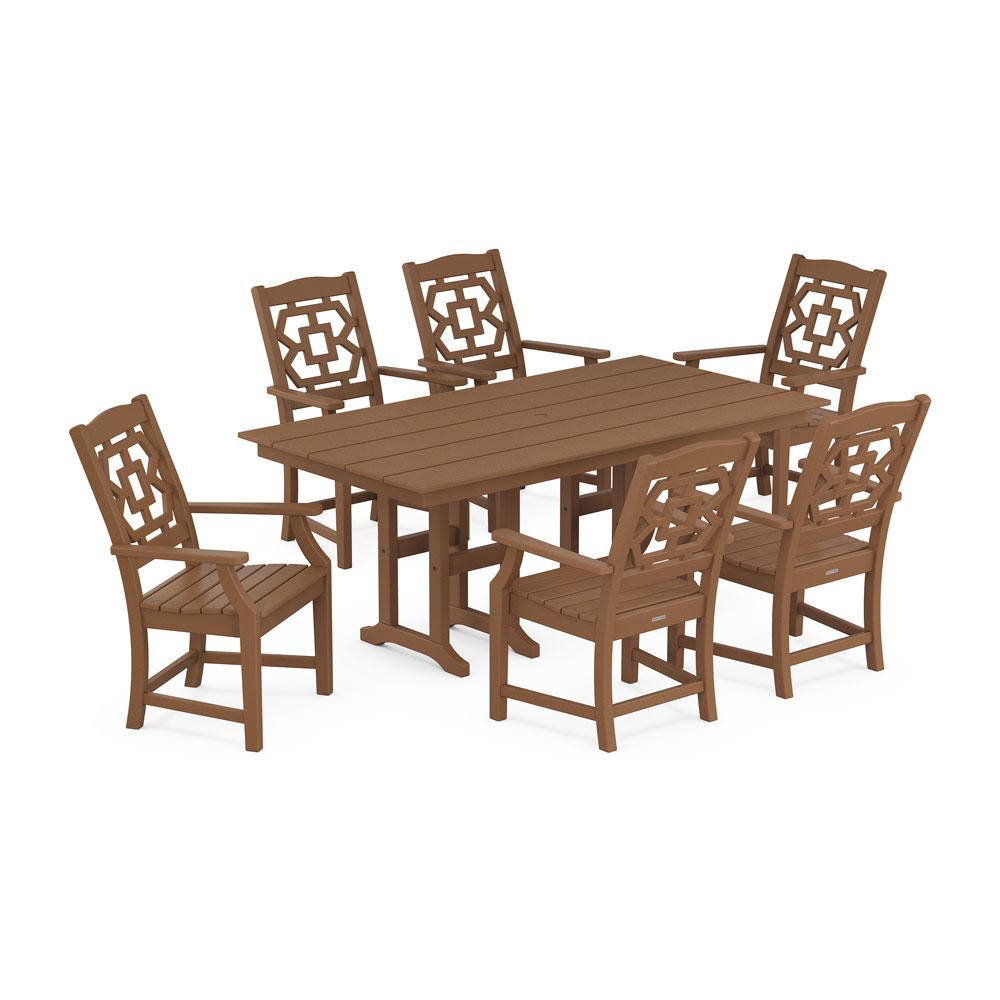 Polywood Chinoiserie Arm Chair 7-Piece Farmhouse Dining Set