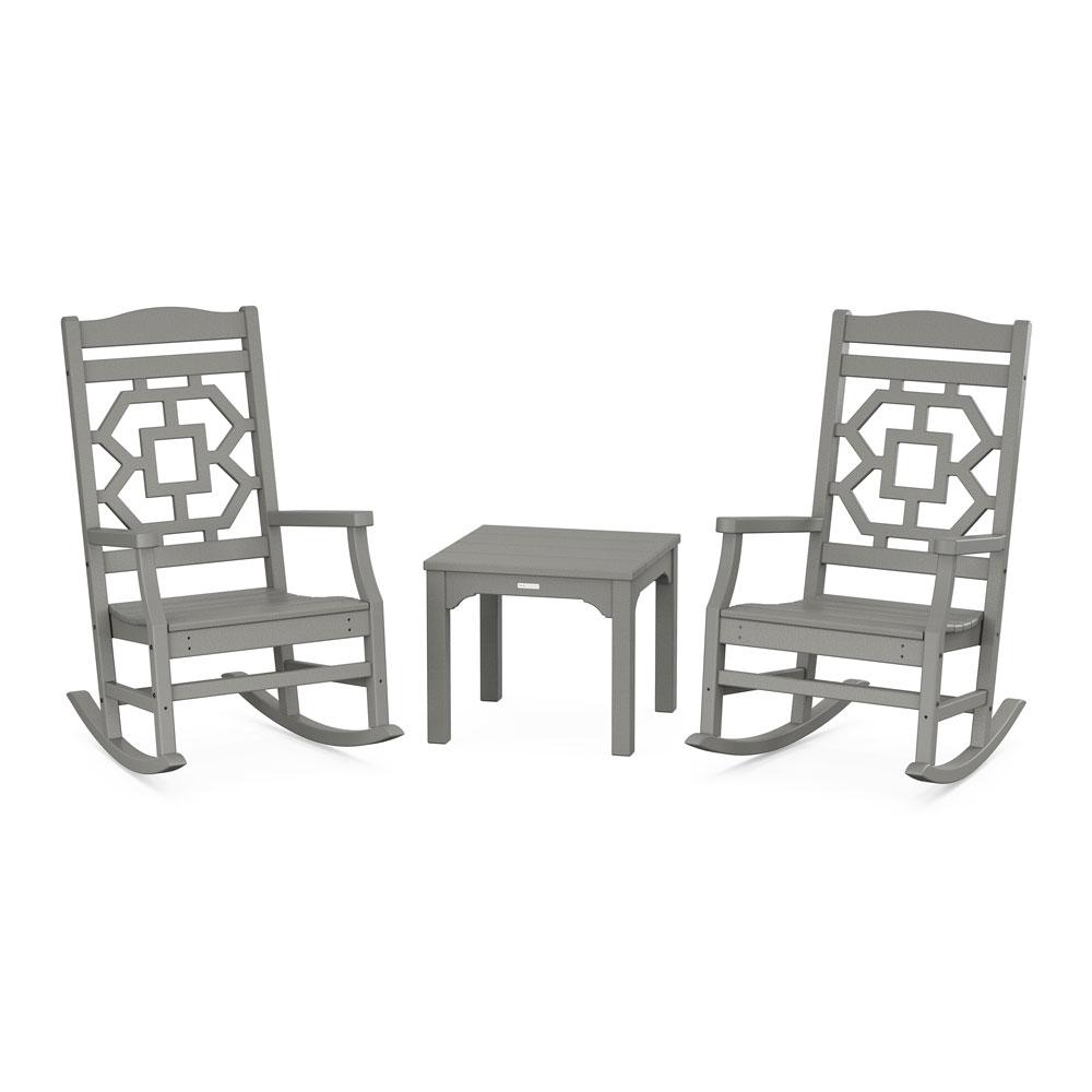 Polywood Chinoiserie 3-Piece Rocking Chair Set