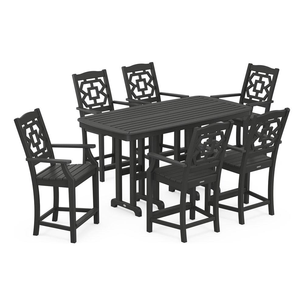 Polywood Chinoiserie Arm Chair 7-Piece Counter Set