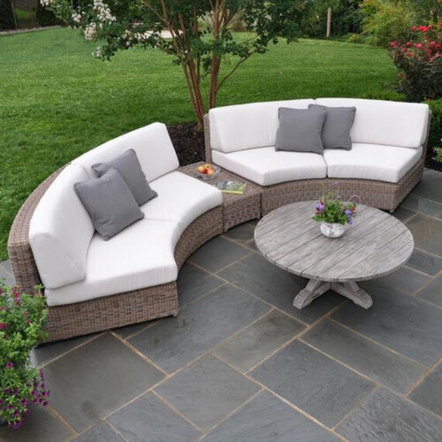 Kingsley Bate Sag Harbor Curved Armless Settee Outdoor Sectional Unit