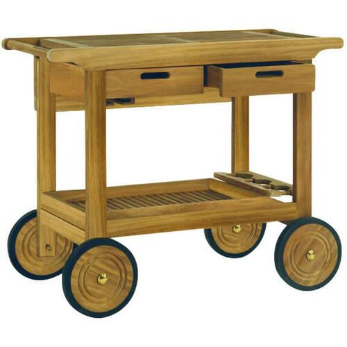 Kingsley Bate 41" Teak Rectangular Outdoor Serving Cart