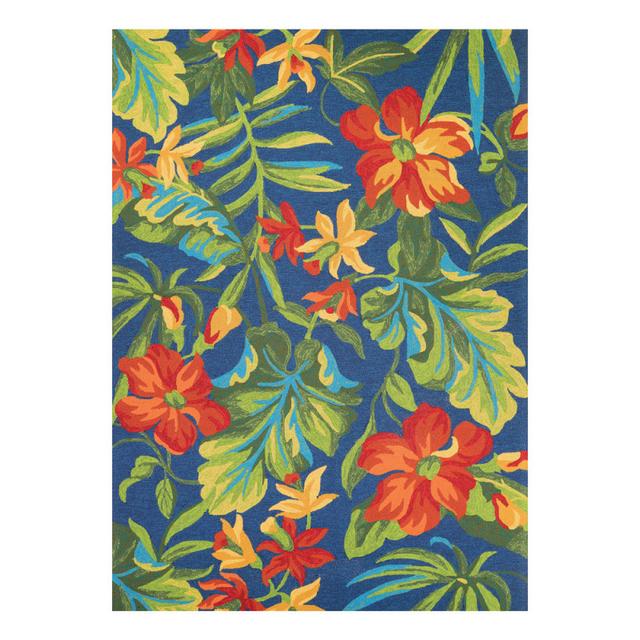 Couristan Covington Tropical Orchid Azure/Green/Red Indoor/Outdoor Rug