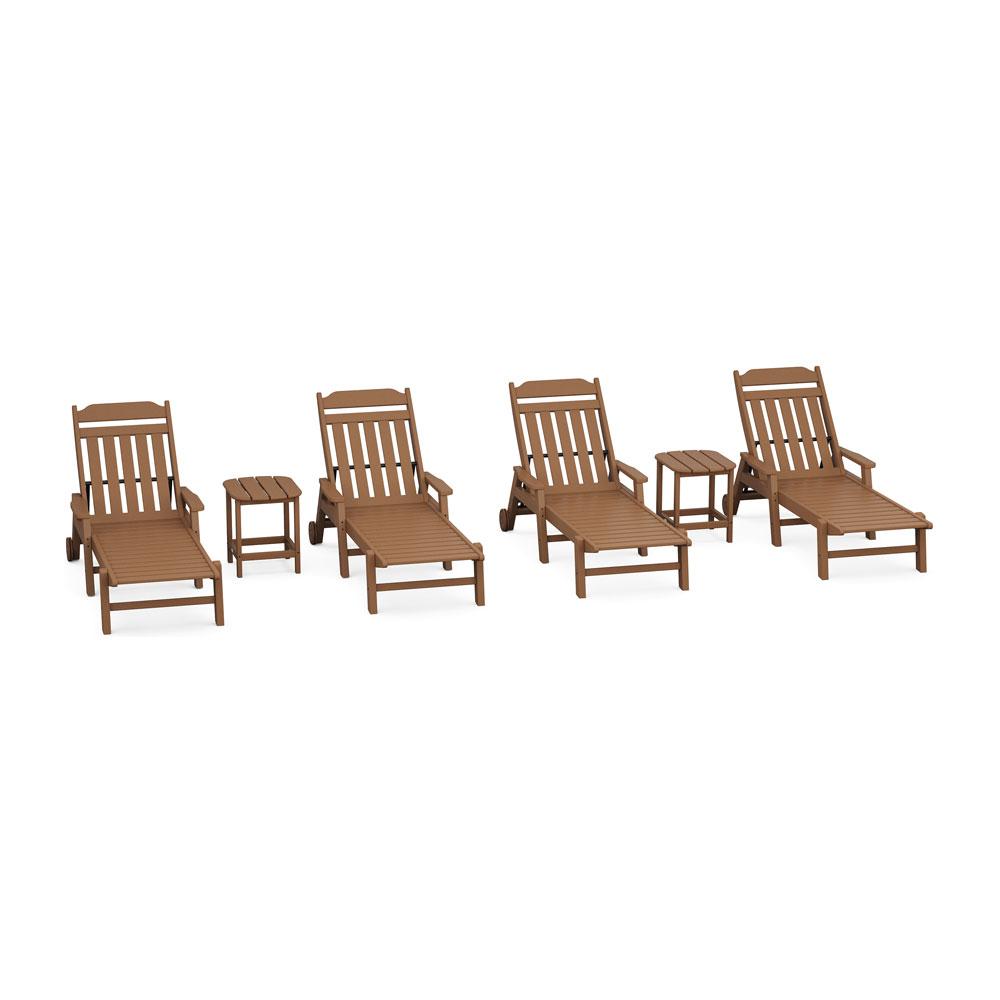 Polywood Country Living 6-Piece Chaise Set with Arms and Wheels