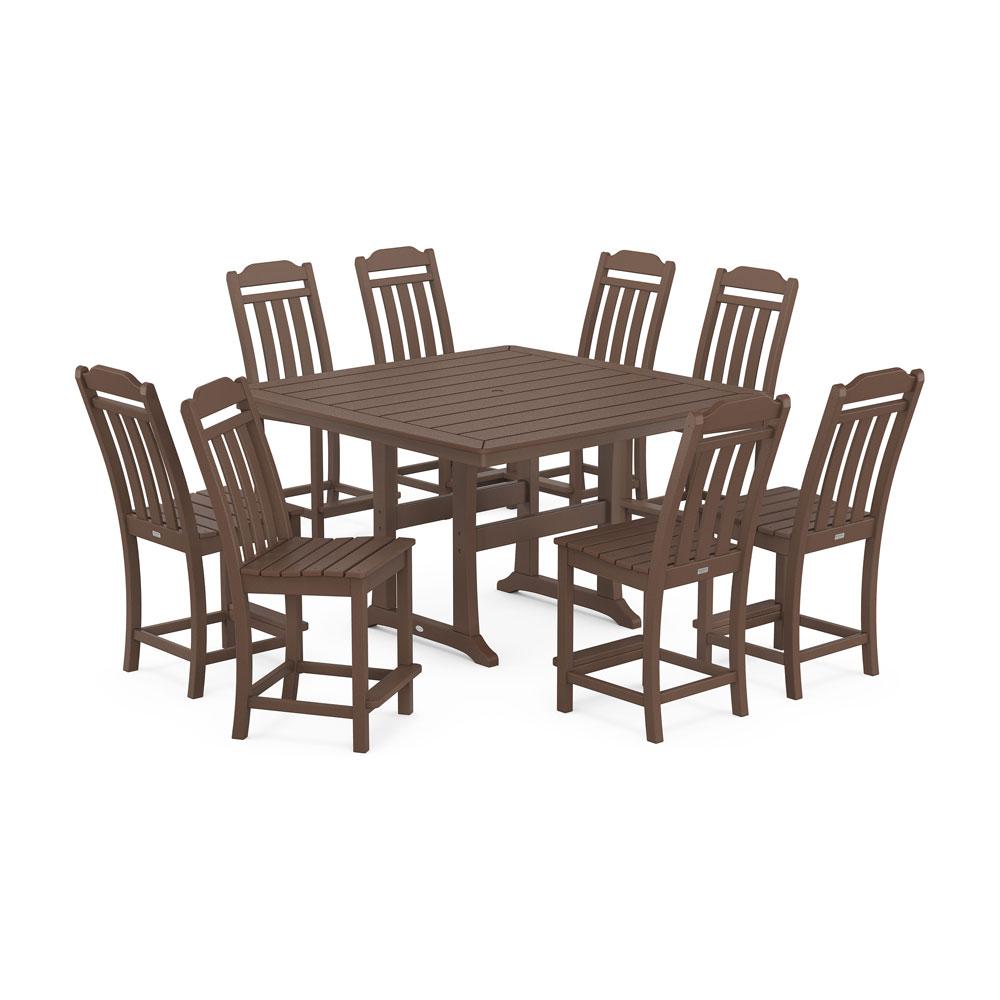 Polywood Country Living 9-Piece Square Side Chair Counter Set with Trestle Legs