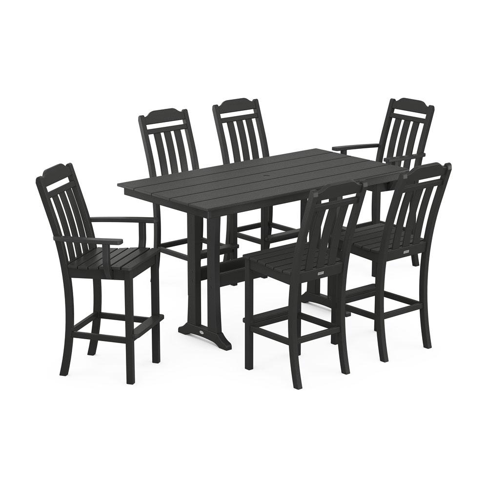 Polywood Country Living 7-Piece Farmhouse Bar Set with Trestle Legs