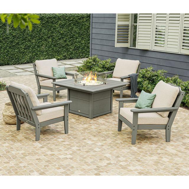 Polywood Country Living 5-Piece Deep Seating Set with Fire Pit Table