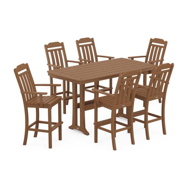 Polywood Country Living Arm Chair 7-Piece Bar Set with Trestle Legs
