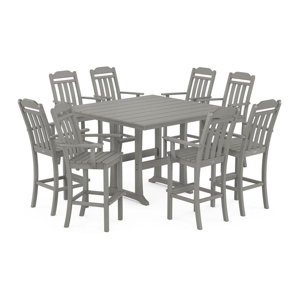 Polywood Country Living 9-Piece Farmhouse Bar Set with Trestle Legs