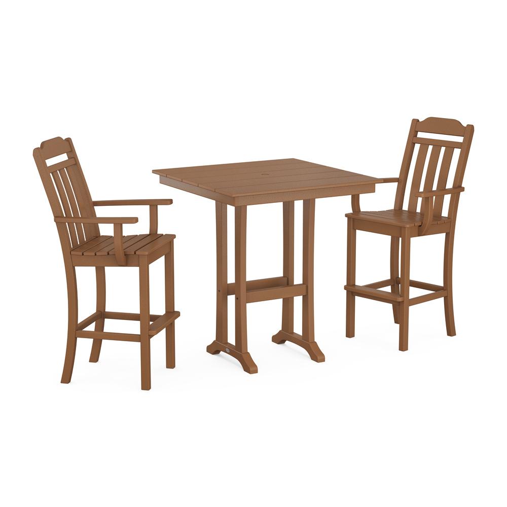 Polywood Country Living 3-Piece Farmhouse Bar Set with Trestle Legs
