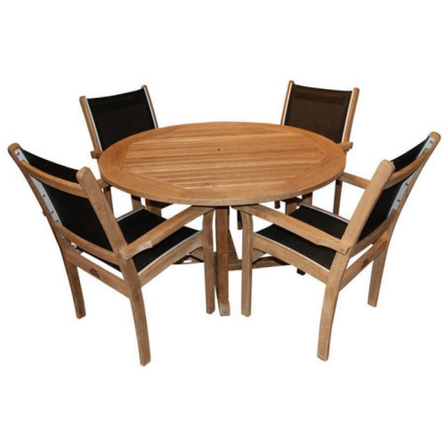 Kingsley Bate St. Tropez 4-Seat Stacking Armchair Round Dining Set