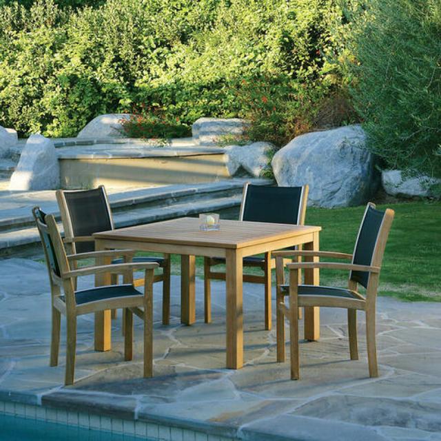 Kingsley Bate St. Tropez 4-Seat Stacking Armchair Square Dining Set