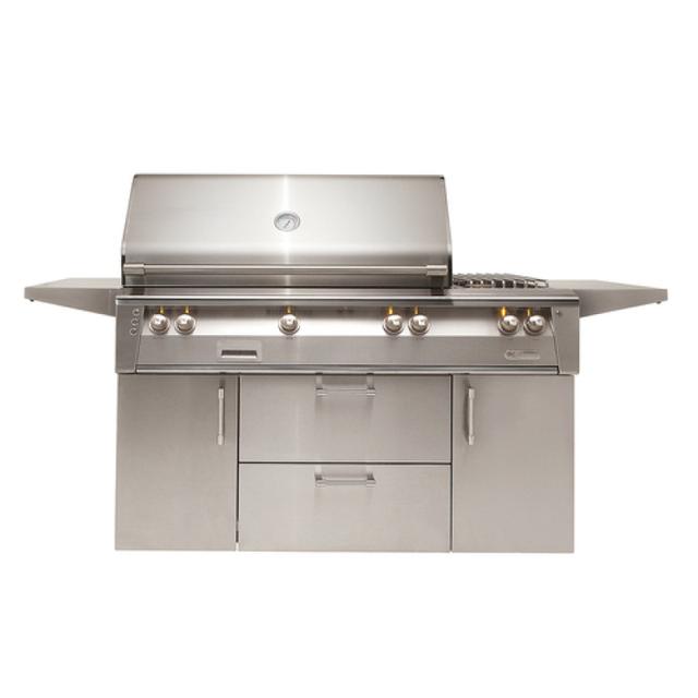 Alfresco Grills 56&quot; Deluxe LXE Gas Grill with SearZone and Side Burner on Cart