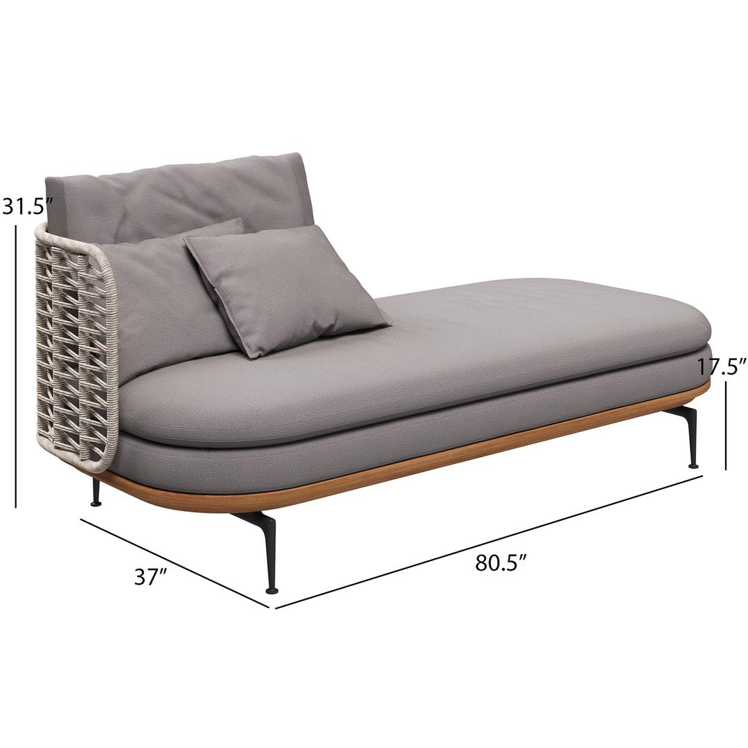 Gloster Mistral Woven Low Back Left Chaise Outdoor Sectional Unit - Dims Gloster Mistral Woven Low Back Left Chaise Outdoor Sectional Unit - Dims