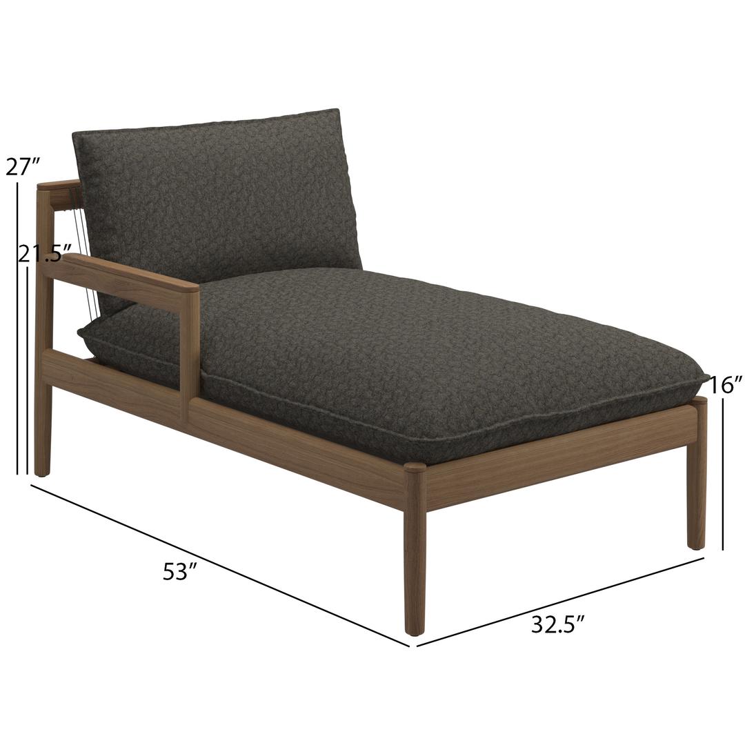 Gloster Saranac Teak Left Chaise Lounge - Dims Gloster Saranac Teak Left Chaise Lounge - Dims