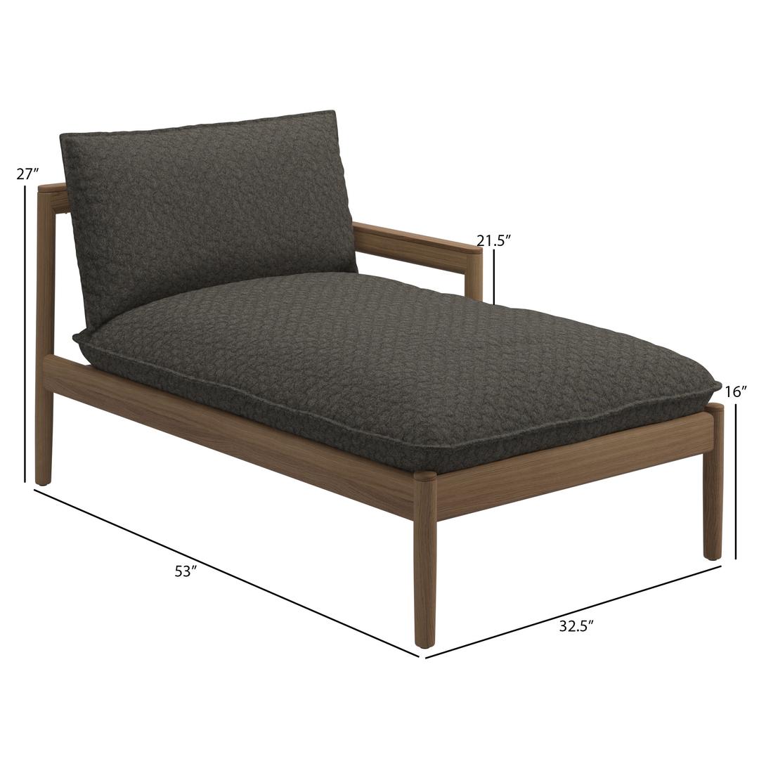 Gloster Saranac Teak Right Chaise Lounge - Dims Gloster Saranac Teak Right Chaise Lounge - Dims