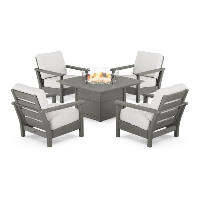 Polywood Harbour 5-Piece Conversation Set with Fire Pit Table