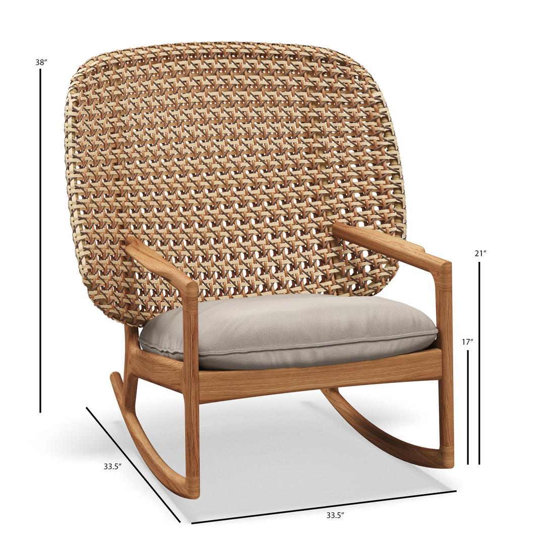 Gloster Kay Teak High Back Teak Rocking Chair - Dims Gloster Kay Teak High Back Teak Rocking Chair - Dims