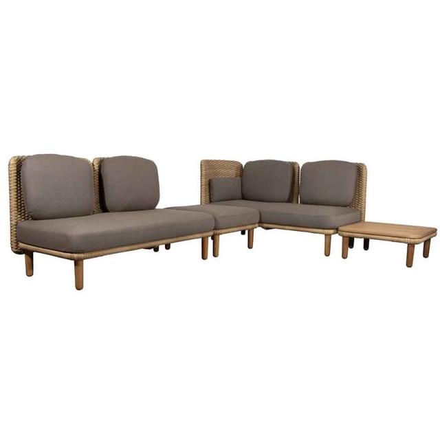 Cane-line Arch Corner Sectional Sofa with Low Backrest and Table