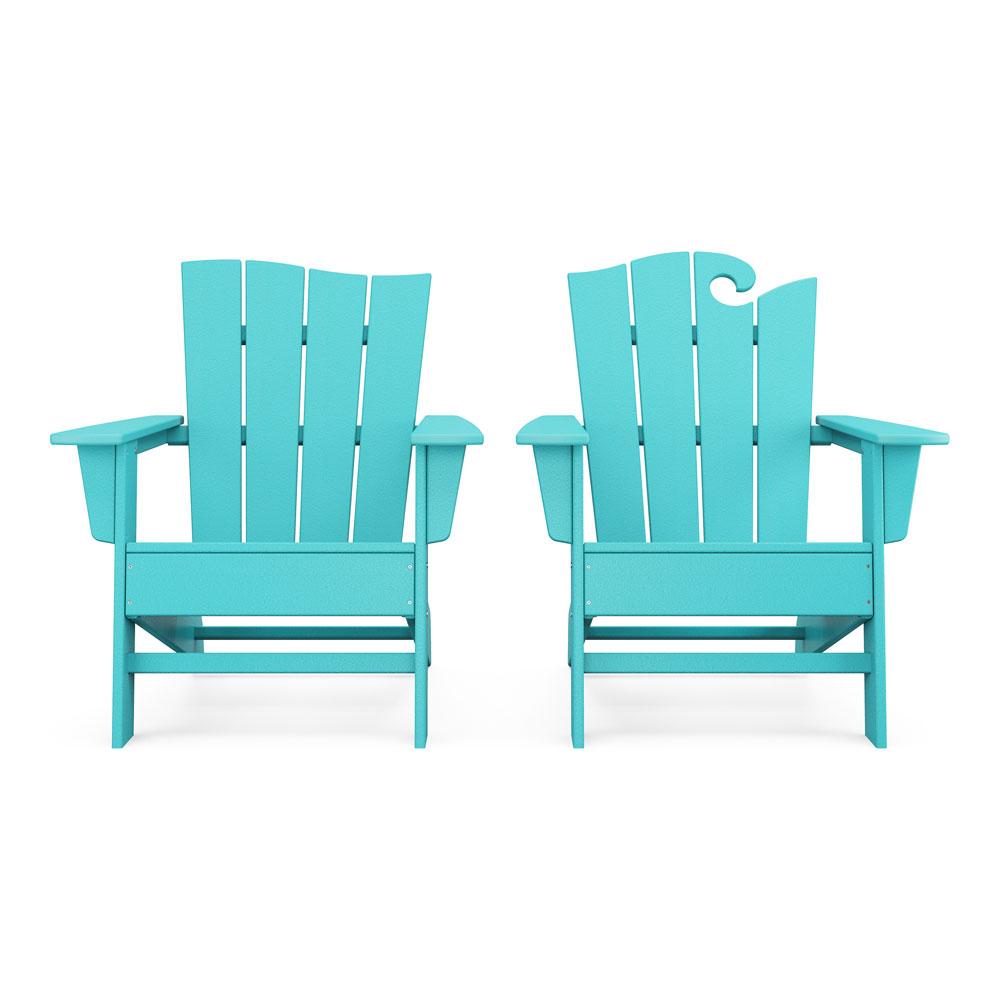 Polywood Wave 2-Piece Adirondack Set with The Wave Chair Left