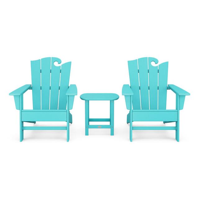 Polywood Wave 3-Piece Adirondack Set with The Ocean Chair