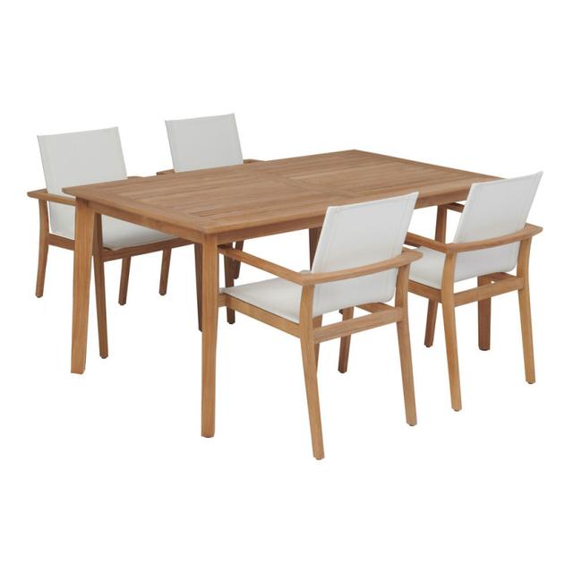 POVL Outdoor Menlo 63&quot; 4-Seat Teak Dining Set with Menlo Sling Chairs