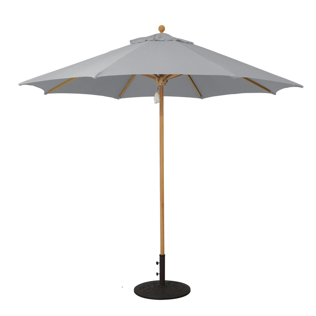 Galtech African Pulley 9' Round Teak Market Patio Umbrella