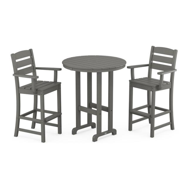 Polywood Lakeside 3-Piece Round Bar Arm Chair Set