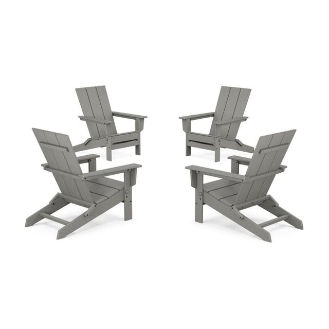 Polywood 4-Piece Modern Studio Folding Adirondack Chair Conversation Set