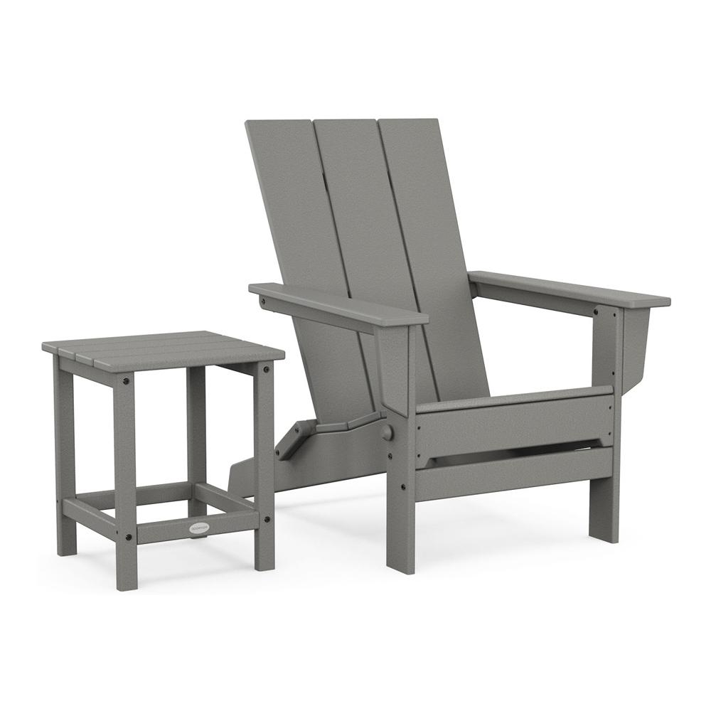 Polywood Modern Studio Folding Adirondack Chair with Side Table