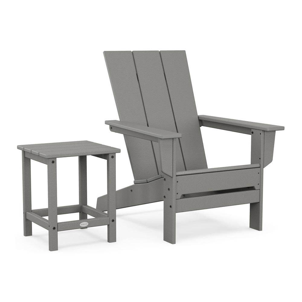 Polywood Modern Studio Adirondack Chair with Side Table
