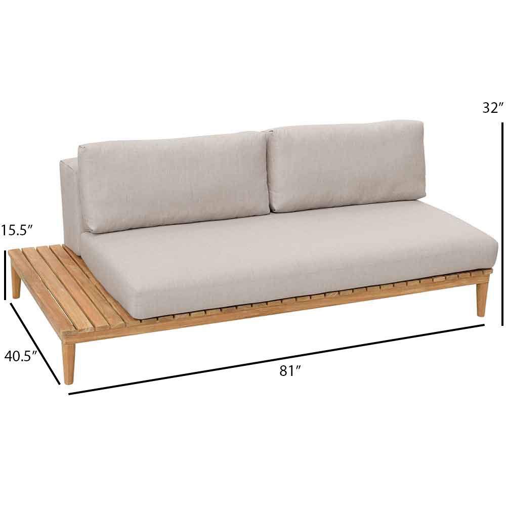 Kingsley Bate Lotus Sectional Settee with Left Table - Dimensions Kingsley Bate Lotus Sectional Settee with Left Table - Dimensions