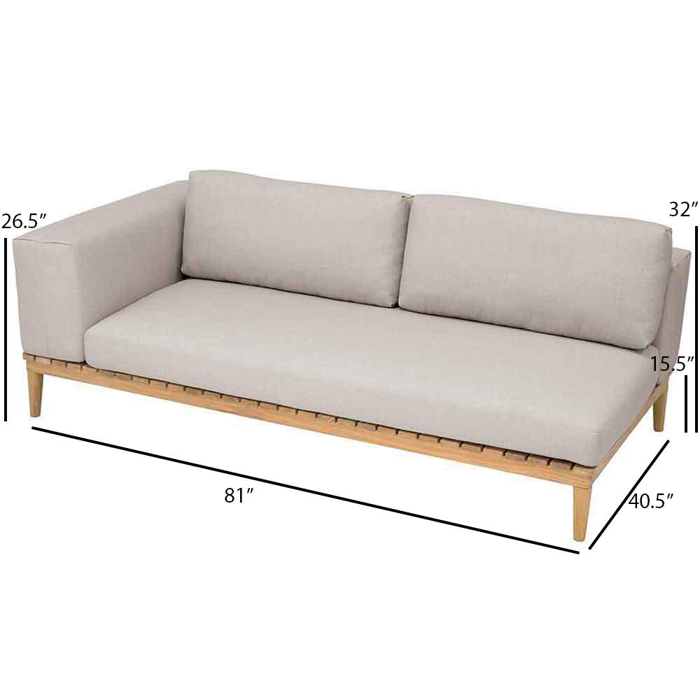 Kingsley Bate Lotus Sectional Settee with Left Arm - Dimensions Kingsley Bate Lotus Sectional Settee with Left Arm - Dimensions