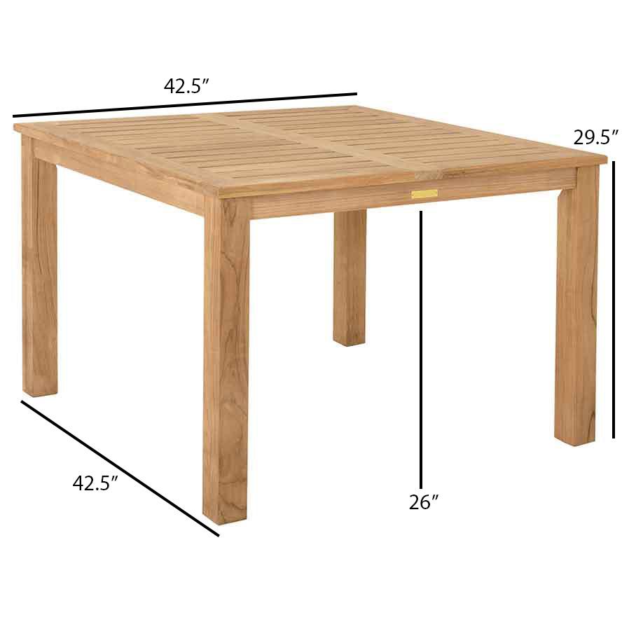 Kingsley Bate Bainbridge 42" Square Dining Table - Dimensions Kingsley Bate Bainbridge 42" Square Dining Table - Dimensions