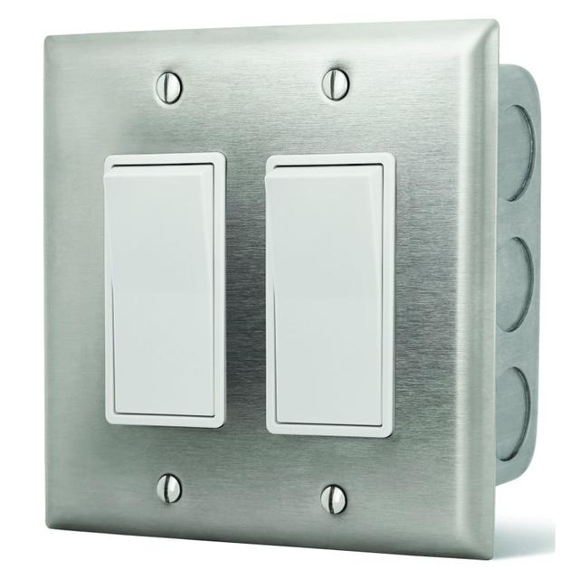 Dual On/Off Switch with Wall Plate &amp; Gang Box