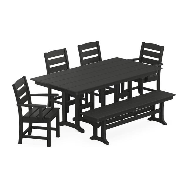 Polywood Lakeside 6-Piece Farmhouse Dining Set with Bench