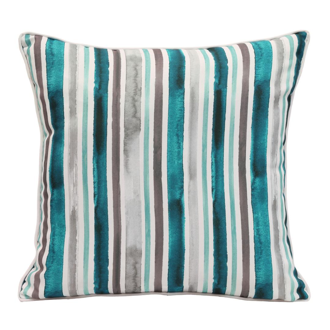 Outdoor Decor by Commonwealth 18" x 18" Aqua Striped Outdoor Pillow